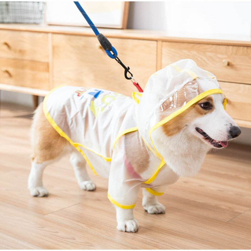 Дъждобран за куче Corgi Welsh Corgi Водоустойчиво палто за домашни любимци Дрехи за малки кучета Якета Прозрачен Дъждобран за мопс Йорк Хъски Гащеризон