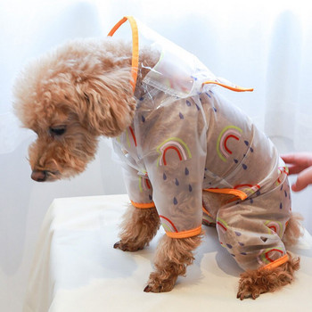 Дъждобран за кучета Прозрачен против блокиране на очите Водоустойчив дъждобран с дъга Малки средни дрехи за кучета Дъждовен ден навън Облекло за домашни любимци