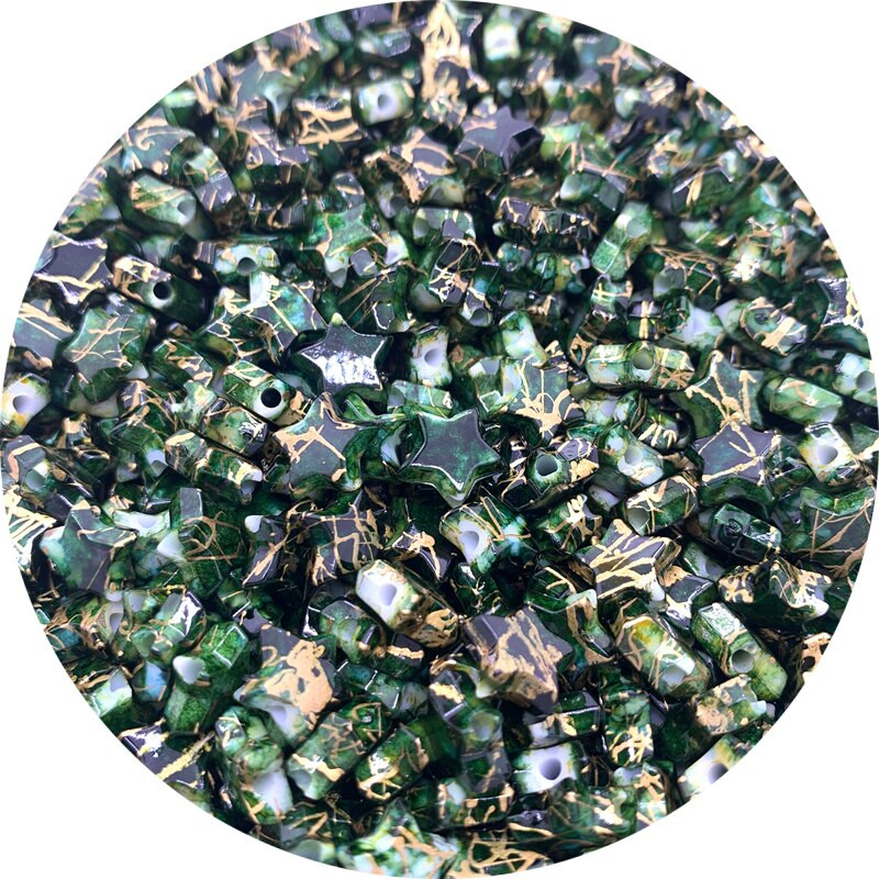 Nauji 50 vnt. / partijoje 10 mm akrilo karoliukai Star Loose Beads Fit Europe Karoliukai papuošalams Aksesuarai moterims gamina apyrankes karoliai