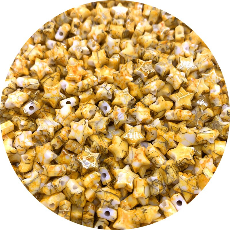 Nauji 50 vnt. / partijoje 10 mm akrilo karoliukai Star Loose Beads Fit Europe Karoliukai papuošalams Aksesuarai moterims gamina apyrankes karoliai