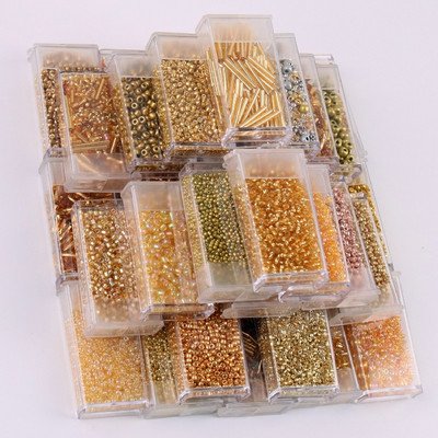 1 μπουκάλι Golden Spacer Glass Seed Beads Multi Size Delica Beads Bugles Tube For DIY Γυναικεία Ενδύματα Κολιέ Αξεσουάρ ραπτικής