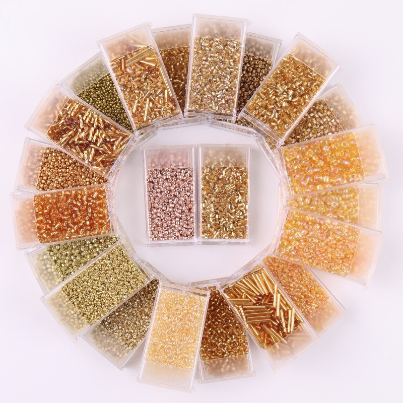 1 μπουκάλι Golden Spacer Glass Seed Beads Multi Size Delica Beads Bugles Tube For DIY Γυναικεία Ενδύματα Κολιέ Αξεσουάρ ραπτικής