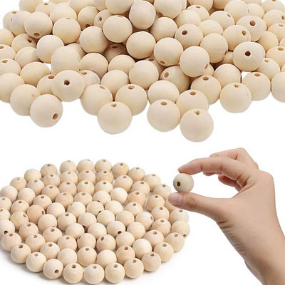 Wood Beads Natural Round Wooden Loose Beads Wood Spacer Beads for Craft Making Decorations and DIY Crafts 6/8/12/14/18/20/25/30