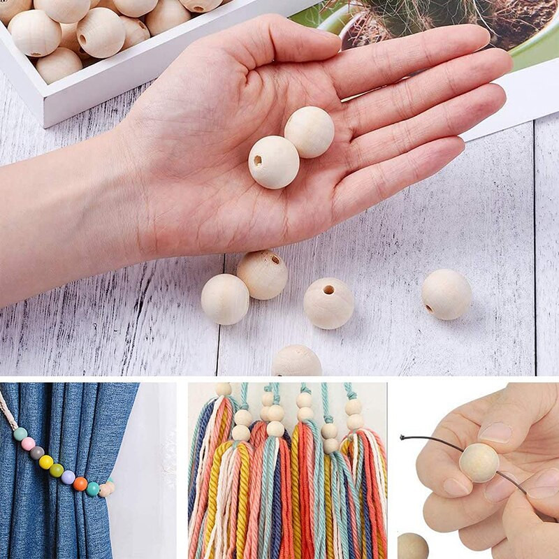 Koka krelles Dabīgas apaļas koka brīvas krelles Koka starplikas krelles amatniecības dekorēšanai un DIY amatniecībai 6/8/12/14/18/20/25/30