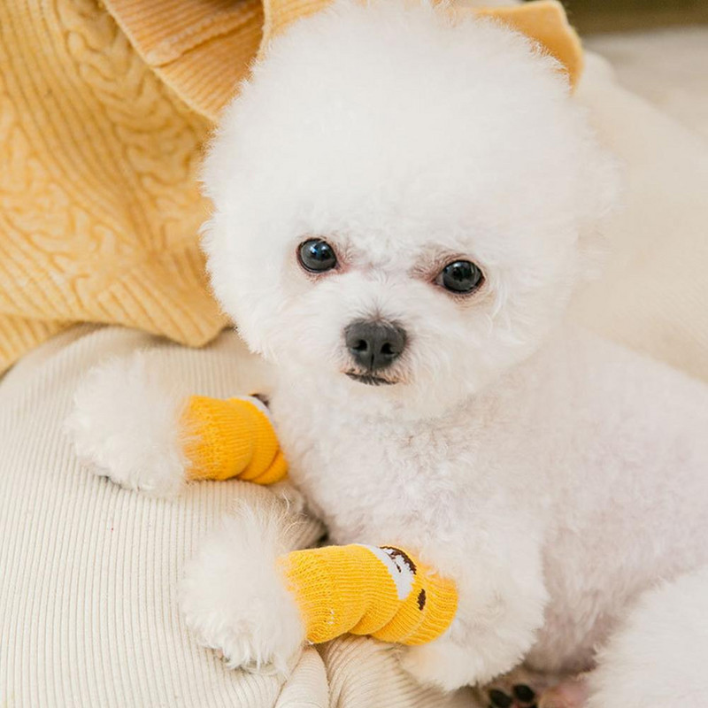 4 бр. Домашни любимци против мръсни чорапи Клинове до коляното Ботуши за кучета Чорапи Чорапи за котешки крака Зимен топъл протектор за крака Кучета Котка Кученца Чорапи Капак