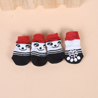 4vnt Šilti šuniuko šunų batai Minkšti mezginiai naminiams gyvūnėliams Kojinės Mielos animacinės neslystančios kojinės Kvėpuojančios naminių gyvūnėlių prekės S/M/L šuniukų kojinės