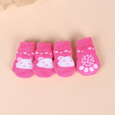 4vnt Šilti šuniuko šunų batai Minkšti mezginiai naminiams gyvūnėliams Kojinės Mielos animacinės neslystančios kojinės Kvėpuojančios naminių gyvūnėlių prekės S/M/L šuniukų kojinės
