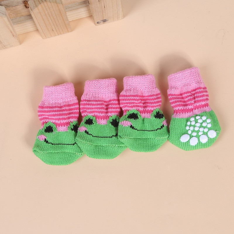 4vnt Šilti šuniuko šunų batai Minkšti mezginiai naminiams gyvūnėliams Kojinės Mielos animacinės neslystančios kojinės Kvėpuojančios naminių gyvūnėlių prekės S/M/L šuniukų kojinės