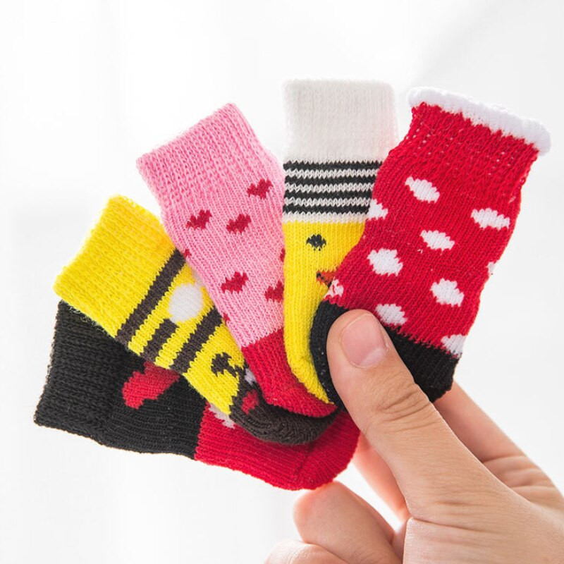 4 τεμάχια χαριτωμένα κάλτσες για σκύλους κατοικίδιων ζώων με στάμπα Αντιολισθητικά παπούτσια για κουτάβια γάτες Προστατευτικά ποδιών Προϊόντα για μικρές φυλές Spitz York Dogs Chihuahua