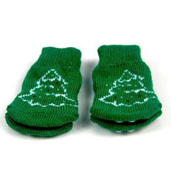 4 бр./компл. Неплъзгащи се чорапи за домашни любимци Вътрешни топли чорапи за кучета Сладка котка Куче Коледно покритие за крака Чорапи Обувки Обувки за кучета за малки кучета