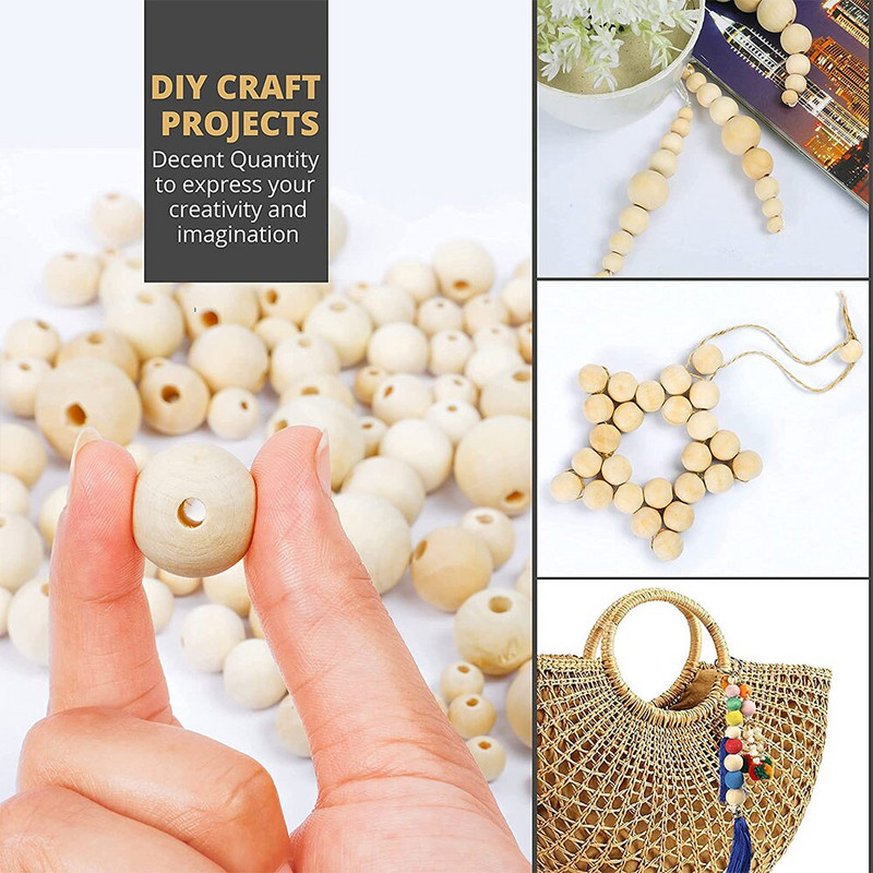 DIY 6-30mm puidust helmed Naturaalsest viimistlemata puidust vahehelmed Keskkonnasõbralikud DIY käsitöötarbed Ehete valmistamise käevõru tarvik