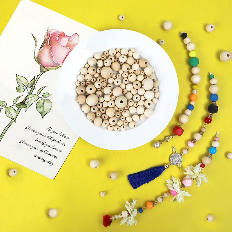 DIY 6-30mm puidust helmed Naturaalsest viimistlemata puidust vahehelmed Keskkonnasõbralikud DIY käsitöötarbed Ehete valmistamise käevõru tarvik