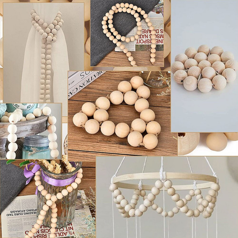 DIY 6-30mm puidust helmed Naturaalsest viimistlemata puidust vahehelmed Keskkonnasõbralikud DIY käsitöötarbed Ehete valmistamise käevõru tarvik