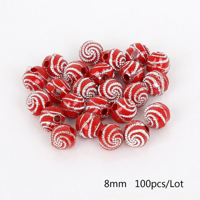 100 tükki/partii 8 mm läikiv akrüülist ümmargune pallivahetükk lahtised helmed meisterdamiseks käevõru kaelakee ehete valmistamiseks ja rõivaste kaunistamiseks