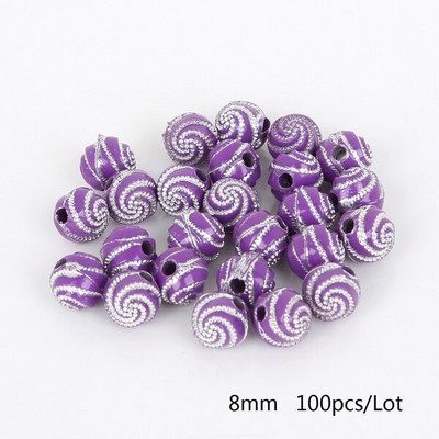 100 tükki/partii 8 mm läikiv akrüülist ümmargune pallivahetükk lahtised helmed meisterdamiseks käevõru kaelakee ehete valmistamiseks ja rõivaste kaunistamiseks