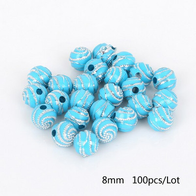 100 tükki/partii 8 mm läikiv akrüülist ümmargune pallivahetükk lahtised helmed meisterdamiseks käevõru kaelakee ehete valmistamiseks ja rõivaste kaunistamiseks