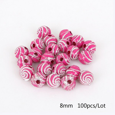 100 tükki/partii 8 mm läikiv akrüülist ümmargune pallivahetükk lahtised helmed meisterdamiseks käevõru kaelakee ehete valmistamiseks ja rõivaste kaunistamiseks