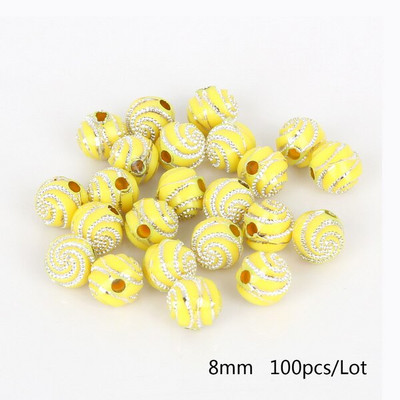 100 tükki/partii 8 mm läikiv akrüülist ümmargune pallivahetükk lahtised helmed meisterdamiseks käevõru kaelakee ehete valmistamiseks ja rõivaste kaunistamiseks