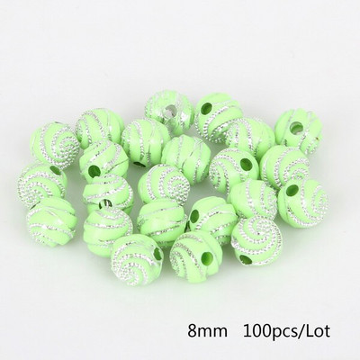 100 tükki/partii 8 mm läikiv akrüülist ümmargune pallivahetükk lahtised helmed meisterdamiseks käevõru kaelakee ehete valmistamiseks ja rõivaste kaunistamiseks