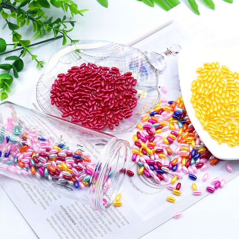 Uus 4x8mm 300 tk/partii riisi kuju mitmevärvilised imitatsioonid pärlid helmed käsitöö kaunistus DIY käevõrud kaelakeed ehete tegemine