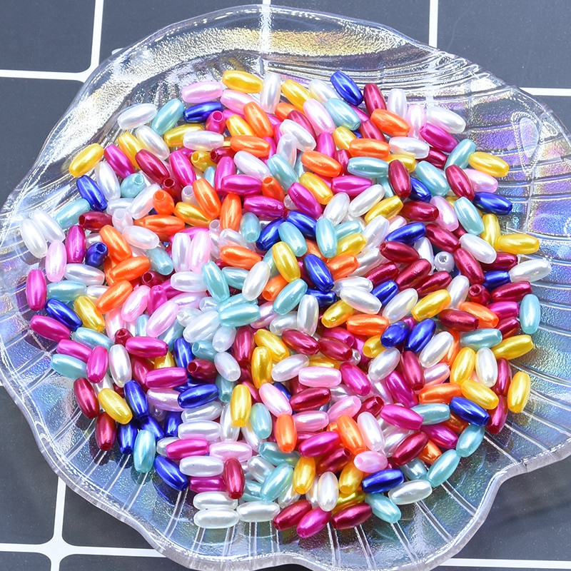 Uus 4x8mm 300 tk/partii riisi kuju mitmevärvilised imitatsioonid pärlid helmed käsitöö kaunistus DIY käevõrud kaelakeed ehete tegemine
