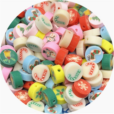30 ks/sada 10 mm vianočné hlinené dištančné korálky z polymérovej hliny na výrobu šperkov, DIY ručne vyrobené doplnky