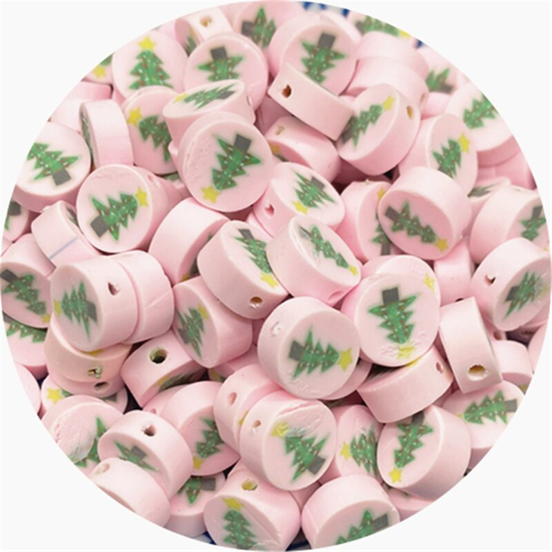 30 ks/sada 10 mm vianočné hlinené dištančné korálky z polymérovej hliny na výrobu šperkov, DIY ručne vyrobené doplnky
