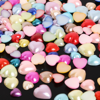 50-300 бр. (3-12 mm) произволни смесени цветни плоски гръб във формата на сърце, пластмасови мъниста от имитация на перли от ABS за декорация на албуми за изделия „направи си сам“