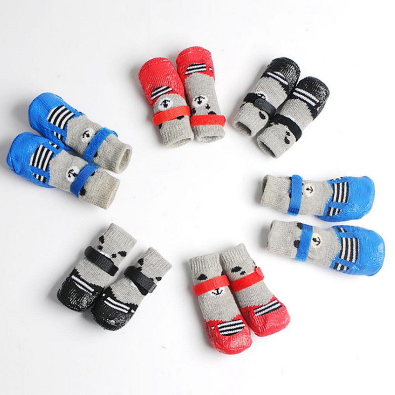 4 τεμάχια/Σετ χαριτωμένο νέο στυλ εξωτερικού χώρου Αντιολισθητική σόλα σιλικόνης για κατοικίδιο σκύλο κουτάβι μπότες γάτας Κάλτσες Ρούχα για σκύλους Αξεσουάρ προμήθειες