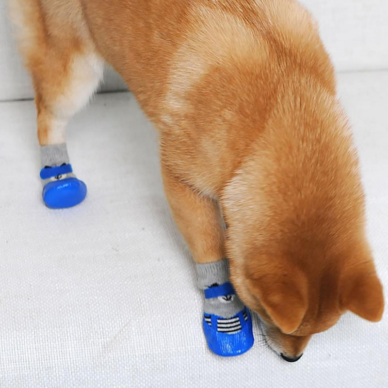 4 τεμάχια/Σετ χαριτωμένο νέο στυλ εξωτερικού χώρου Αντιολισθητική σόλα σιλικόνης για κατοικίδιο σκύλο κουτάβι μπότες γάτας Κάλτσες Ρούχα για σκύλους Αξεσουάρ προμήθειες