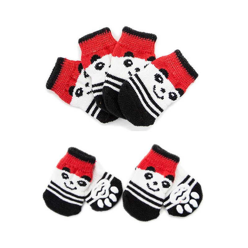 Čivava Hrubý chránič labiek Protišmyková sada topánok Doplnky 4 ks Potlač Psy Malé mačky Pletené Teplé Šteniatka Športové Ponožky