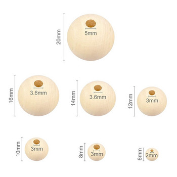 Направи си сам 6-30 мм мъниста от естествено дърво Кръгъл разделител Дървена перла Безоловни топки Талисмани Направи си сам за изработка на бижута Ръчно изработени аксесоари