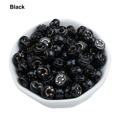 50/100 ks korálok smajlíkovej tváre 10 mm akrylové okrúhle šťastné tváre voľné dištančné korálky prívesky na výrobu šperkov DIY remeselné doplnky