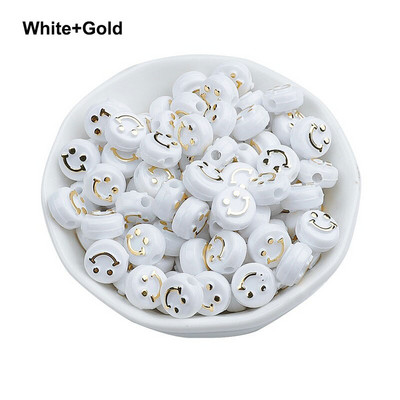 50/100 ks korálok smajlíkovej tváre 10 mm akrylové okrúhle šťastné tváre voľné dištančné korálky prívesky na výrobu šperkov DIY remeselné doplnky