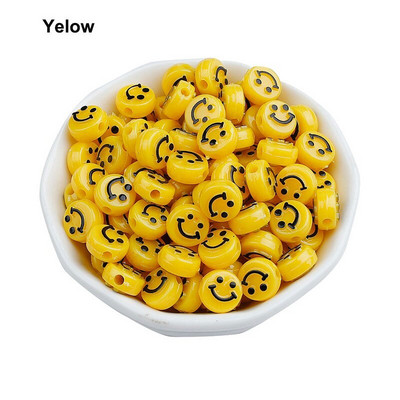 50/100 ks korálok smajlíkovej tváre 10 mm akrylové okrúhle šťastné tváre voľné dištančné korálky prívesky na výrobu šperkov DIY remeselné doplnky