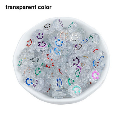 50/100 ks korálok smajlíkovej tváre 10 mm akrylové okrúhle šťastné tváre voľné dištančné korálky prívesky na výrobu šperkov DIY remeselné doplnky