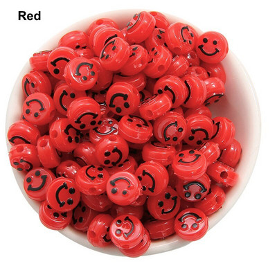 50/100 ks korálok smajlíkovej tváre 10 mm akrylové okrúhle šťastné tváre voľné dištančné korálky prívesky na výrobu šperkov DIY remeselné doplnky