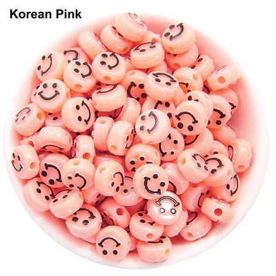 50/100 ks korálok smajlíkovej tváre 10 mm akrylové okrúhle šťastné tváre voľné dištančné korálky prívesky na výrobu šperkov DIY remeselné doplnky