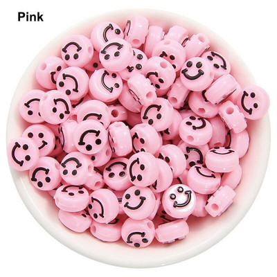 50/100 ks korálok smajlíkovej tváre 10 mm akrylové okrúhle šťastné tváre voľné dištančné korálky prívesky na výrobu šperkov DIY remeselné doplnky