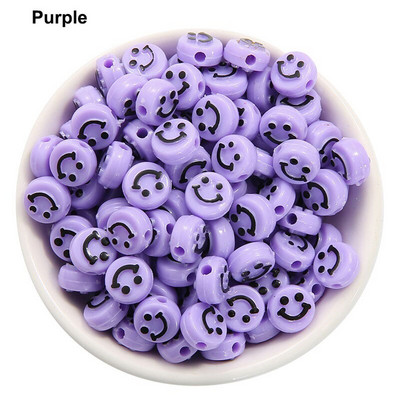 50/100 ks korálok smajlíkovej tváre 10 mm akrylové okrúhle šťastné tváre voľné dištančné korálky prívesky na výrobu šperkov DIY remeselné doplnky