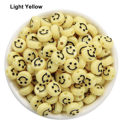 50/100 ks korálok smajlíkovej tváre 10 mm akrylové okrúhle šťastné tváre voľné dištančné korálky prívesky na výrobu šperkov DIY remeselné doplnky