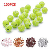 100 бр. Акрилна топка за тенис Бейзбол Ръгби Футбол Баскетбол Кръгли мъниста 12 мм Спортна топка за пони Дистанционни мъниста Направи си сам изработка на бижута