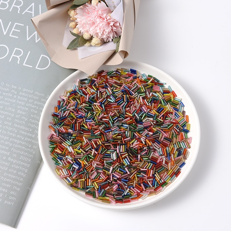 300Gb 2x6mm Taisnas Bugles Brīvi stikla sēklu starplikas caurule Leptospira krelles rotaslietu izgatavošanai DIY apģērbu šūšanas piederumi