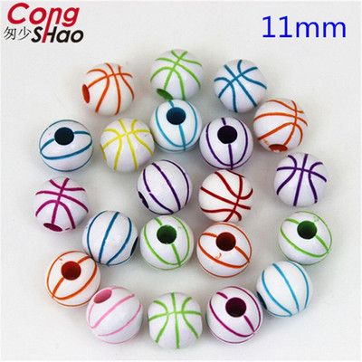 Cong Shao 50 τμχ/παρτίδα Ακρυλικό βόλεϊ Ποδόσφαιρο Μπέιζμπολ Στρογγυλό Spacer Ball Beads Αξεσουάρ για Χειροποίητα κοσμήματα DIY 8Y798