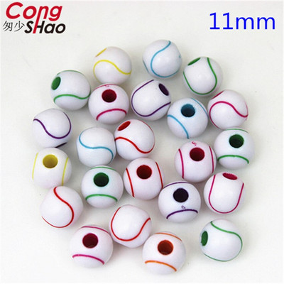 Cong Shao 50 τμχ/παρτίδα Ακρυλικό βόλεϊ Ποδόσφαιρο Μπέιζμπολ Στρογγυλό Spacer Ball Beads Αξεσουάρ για Χειροποίητα κοσμήματα DIY 8Y798