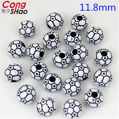 Cong Shao 50 τμχ/παρτίδα Ακρυλικό βόλεϊ Ποδόσφαιρο Μπέιζμπολ Στρογγυλό Spacer Ball Beads Αξεσουάρ για Χειροποίητα κοσμήματα DIY 8Y798