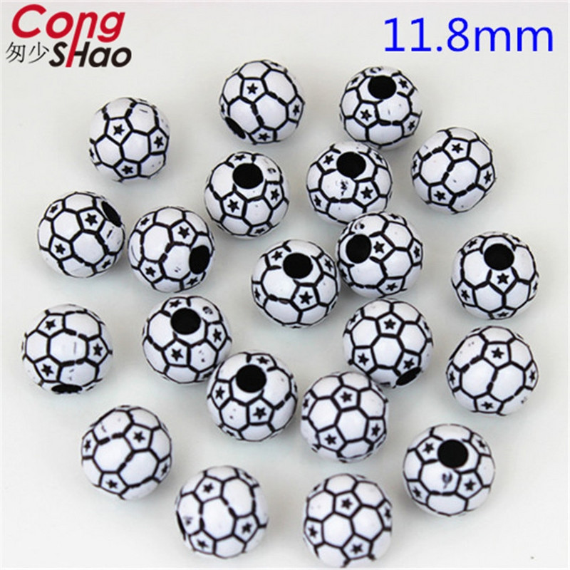 Cong Shao 50 τμχ/παρτίδα Ακρυλικό βόλεϊ Ποδόσφαιρο Μπέιζμπολ Στρογγυλό Spacer Ball Beads Αξεσουάρ για Χειροποίητα κοσμήματα DIY 8Y798
