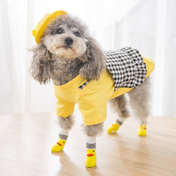 4 бр./компл. Неплъзгащи се чорапи за домашни любимци Зимни топли еластични чорапи за малки големи кучета Котки Чорапи за кучета Обувки за домашни любимци Аксесоари Дрехи за кучета
