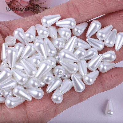 50 τμχ White Ivory Water Droplets Shape Imitation Pearls 8x13/6x14mm Χάντρες ίσιας τρύπας DIY Βραχιόλι Αξεσουάρ κοσμημάτων Κατασκευή