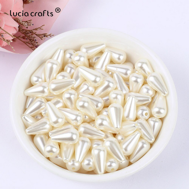 50 ks bielych slonovinových kvapiek vody v tvare imitácií perál 8x13/6x14mm s rovným otvorom korálky na výrobu náramkov a šperkov